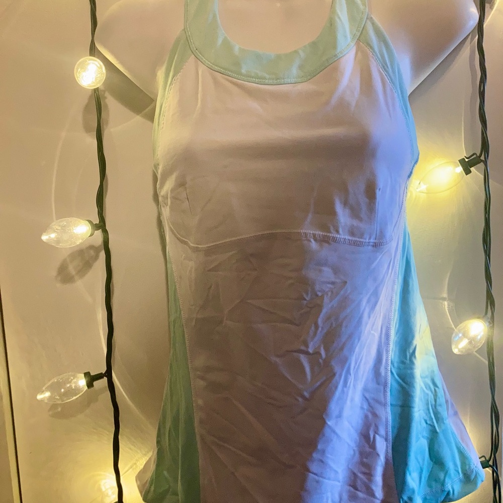 Lululemon Light Mint Green and White Top